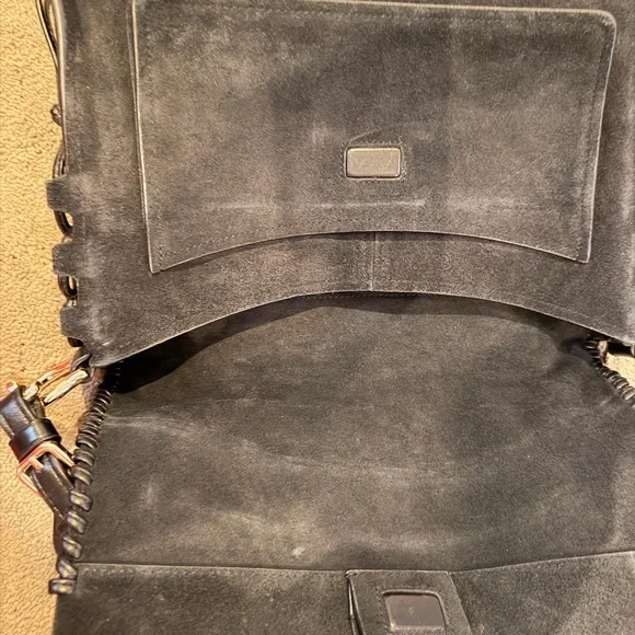 Stuart Weitzman Black Bag with Pearl Strap - Picture 4 of 5